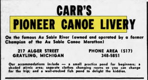 Au Sable Canoe (Carrs Pioneer Canoe Livery) - Jun 27 1971 Article (newer photo)